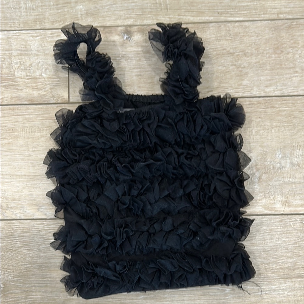 Flutter by Huggalugs - Black Ruffled tank